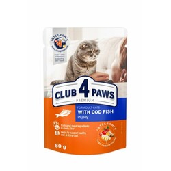 Корм для котів Club 4 Paws Premium тріска в желе, 80 г (4820215364645)