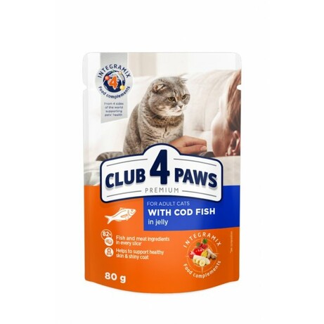 Корм для котов Club 4 Paws Premium треска в желе, 80 г (4820215364645)