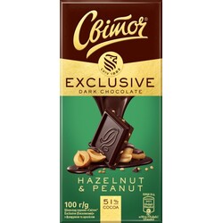 Шоколад черный Світоч Эксклюзив с фундук/арахисом, 100 г (4823000921313)