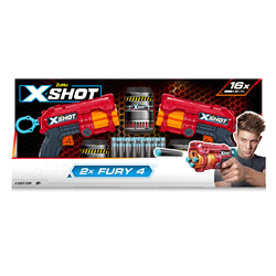 Скорострельный бластер X-Shot Red EXCEL FURY 4 2 PK (3 банки, 16 патронов) (36329R)