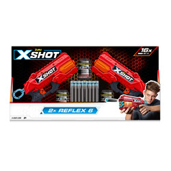 Набір скорострільних бластерів X-Shot Red EXCEL Reflex Double (2 бластери, 3 банки, 16 патронів)