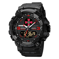 Часы Skmei 001 Black-Red ЗСУ Tactic UA + Коробка Camo (1080-1473)