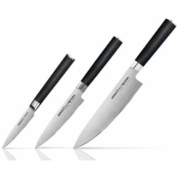 Набір з 3-х кухонних ножів (овочевий, універсальний, шеф) SAMURA Mo-V (SM-0220)