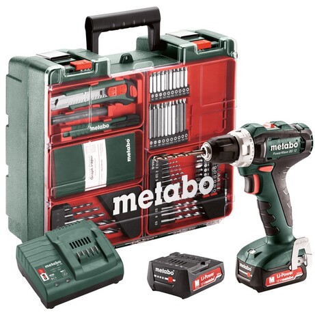 Шуруповерт-дриль Metabo PowerMaxx SB 12 Set, 2x2Ah, з/в, кофр, набір (601036870)