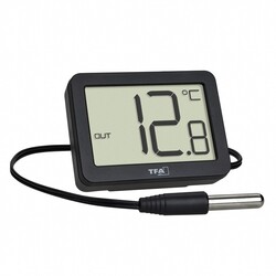 Термометр цифровой TFA внешний проводной датчик, черный, 54x15x40 мм (30106601)