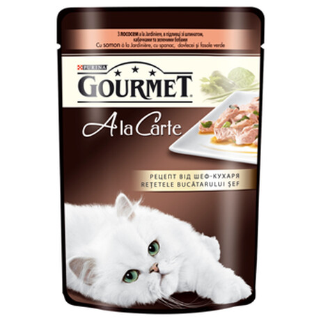 Gourmet. Влажный корм для кошек Gourmet A la Carte Salmon & Vegetables 85 г (лосось и овощи) (505322