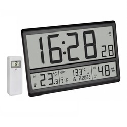 Настінний годинник цифровий TFA з термогігрометром і датчиком температури, 360x28x235 мм (60452301)