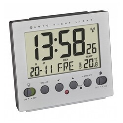 Будильник TFA з термометром, сріблястий, 99x42x90 мм (60256155)