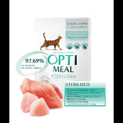 Optimeal. Консервы для стерилизованных котов с индейкой и куриным филе в соусе 85г(4820215360029)