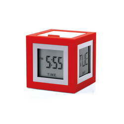 Будильник-термометр Lexon Cubissimo, червоний (804)