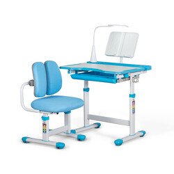 Комплект меблів Evo-kids (стіл+стул+полиця+лампа) BD-23 BL - стільниця біла / колір пластику блакитний