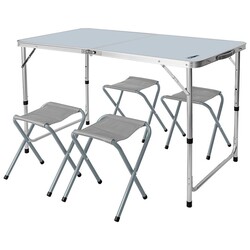 Набір стіл та стільці розкладні Neo Tools, стіл 120х60х54(74)см, 4 стільці, 6.9кг (63-159)