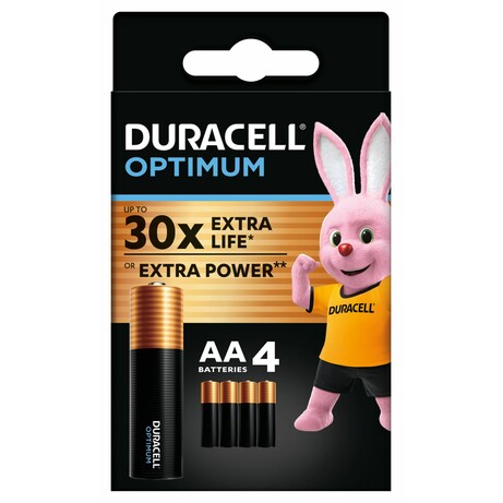 Лужні батарейки Duracell Optimum AA 1.5В LR6 4 шт (5000394158696)