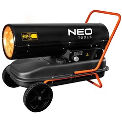 Теплова гармата Neo Tools дизель/гас, 30 кВт, 750м3/год, прямого нагріву, бак 34л, витрата палива 2.8л/год, IPX4, колеса