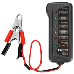 Тестер аккумулятора Neo Tools 12В, 2 зажима типа «крокодил» (11-986)