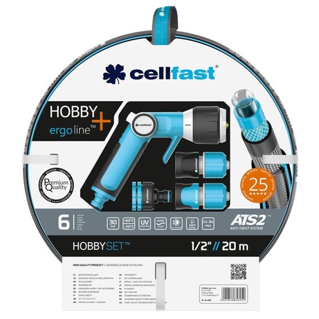 Набір для поливу Cellfast HOBBY ATS2™, 1/2”, 20м з зрошувачем та комплектом підключення ERGO -20…+60