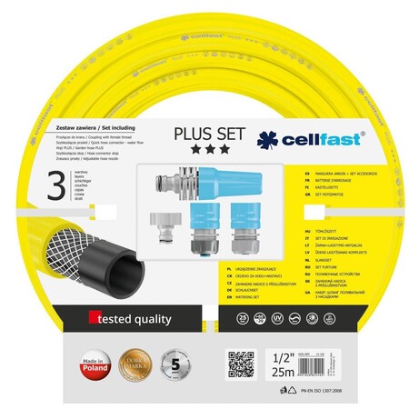 Набір для поливу Cellfast PLUS 1/2”, 25м з зрошувачем та комплектом для підключення, -10…+50°C(10-290)