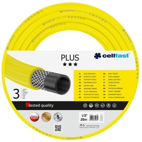 Шланг садовий Cellfast PLUS 1/2'', 25м, 3-х шаровий, до 25 Бар, -20…+60°C (10-200_CELLFAST)