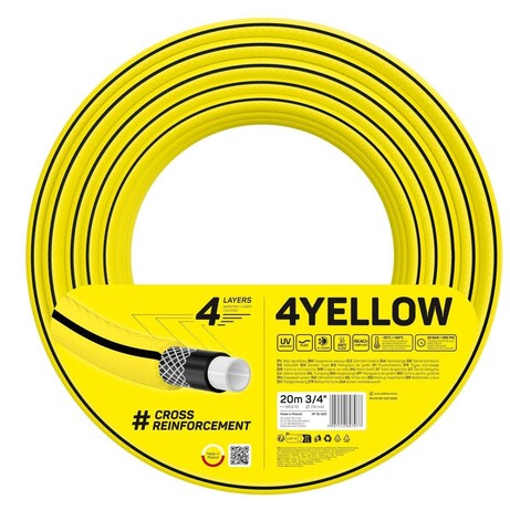 Шланг садовий Cellfast 4YELLOW 3/4" 20м, 4 шари, до 20 Бар, -10…+50°C (10-520)