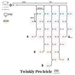 Гирлянда Twinkly Pro Icicle AWW 250, AWG22, IP65, прозрачный (TW-PLC-I-CA-250GOP-T)