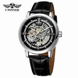 Чоловічий годинник Forsining 8173 Silver-Black Leather (1059-0224)