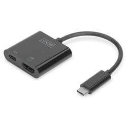 Адаптер Digitus USB-C - HDMI+USB-C UHD 4K, M/F, 0.11 m (DA-70856)