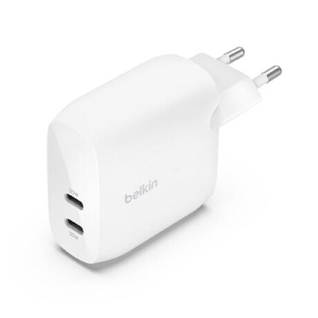 Зарядное устройство сетевое Belkin 30Вт 2хUSB-С PD PPS, белый (WCB010VFWH)