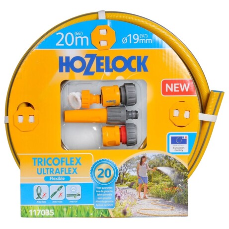 Набор для полива HoZelock 117035 шланг Ultraflex 19 мм 20 м + коннекторы (10619)