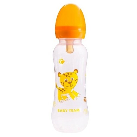 Baby Team.  Бутылочка для кормления с латексной соской и  250 мл. 0 мес + (1310)