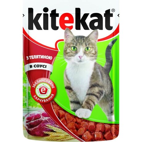 Kitekat. Корм для котів Kitekat з телятиною в соусі(4770608239053)