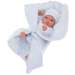 Antonio Juan. Кукла-младенец Роберто, 21 см на голубом одеялке (8435083639052)