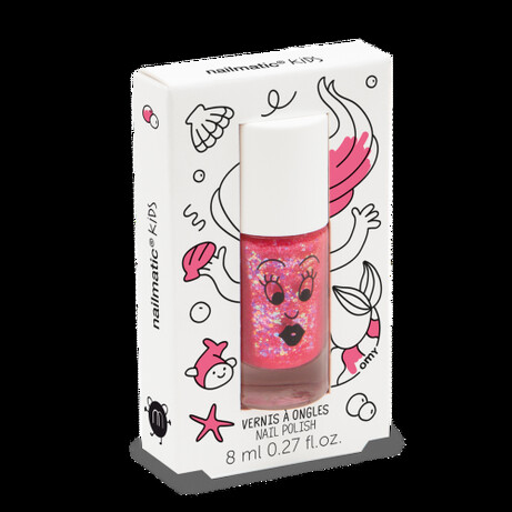 Nailmatic. Детский лак для ногтей на водной основе Glitter Pink/Ярко-розовый с блестинками (37602298