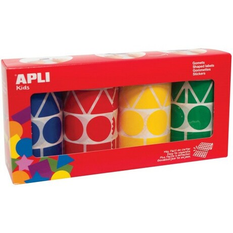 Apli Kids. Набор з 4 рулонів з наклейками різних кольорів, 5428 шт, Геометрія(8410782107538)