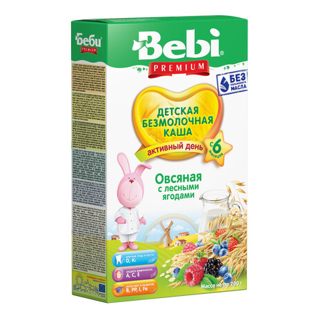 Bebi Premium. Безмолочна каша "Вівсяна з лісовими ягодами", 6 мес+ 200 р.(016520)