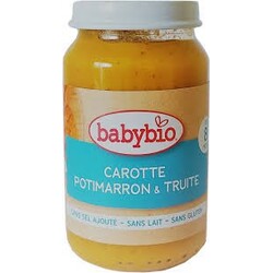 BABYBIO. Детское пюре из Органичного моркови, китайской тыквы и форели из 12 месяцев 200 г (500560)