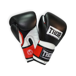 Thor. Перчатки боксерские RING STAR 16oz /Кожа /черно-бело-красные (7200536220160)