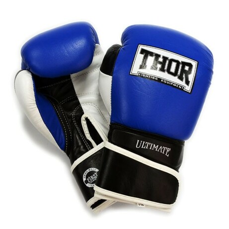 Thor. Перчатки боксерские ULTIMATE 10oz /Кожа /сине-черно-белые (7000339680235)