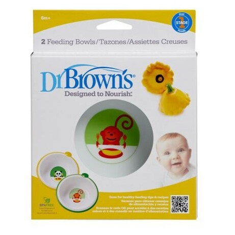 Dr. Brown's.  Дитяча миска глибока, з принтом тварин, 2 шт. в упаковці(730)
