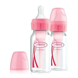 Dr. Brown's. Детская бутылочка для кормления с узким горлышком Options+, 120 мл, розовый, 2 шт. в уп