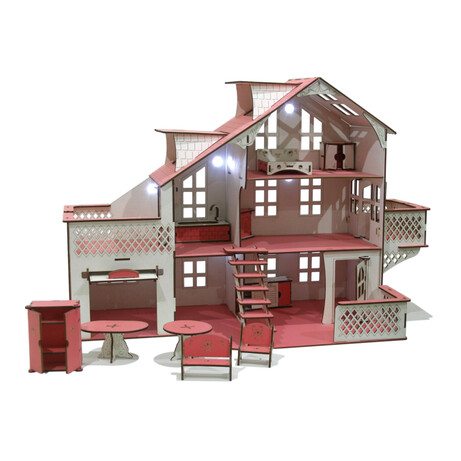 GoodPlay. Кукольный дом большой 85х35х55 с гаражом и подсветкой (B012)